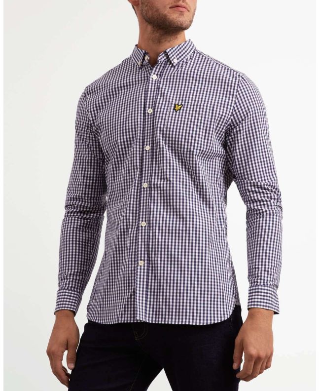 Spezial Madrid Lyle & Scott Slim Fit Gingham Shirt Dark Navy