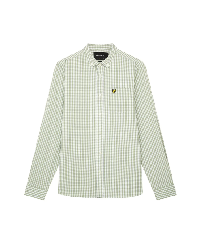 spezial madrid Lyle & Scott Slim Fit Gingham Shirt Fern Green