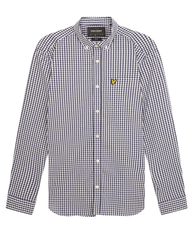 spezial madrid Lyle & Scott Slim Fit Gingham Shirt Jet Black & White