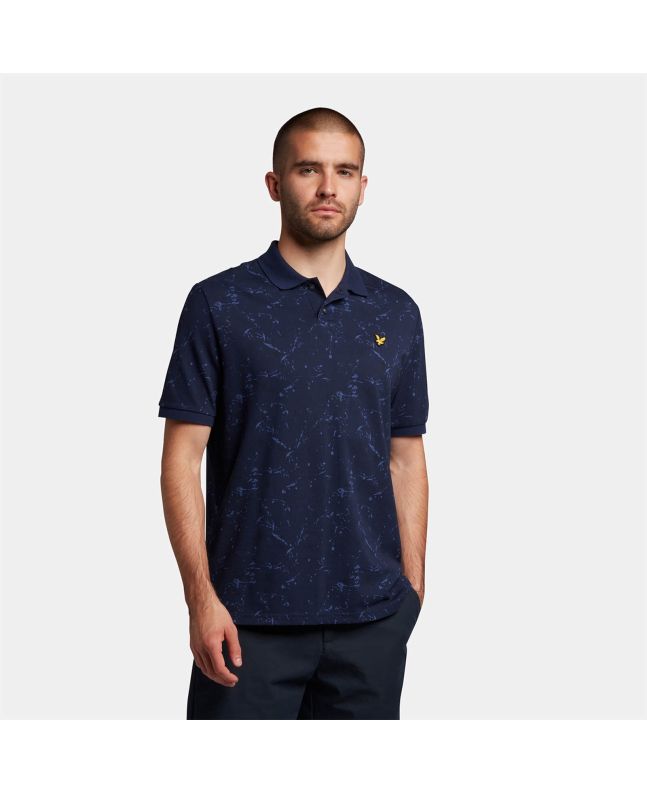 Spezial Madrid Lyle & Scott Splatter Print Polo Shirt Navy