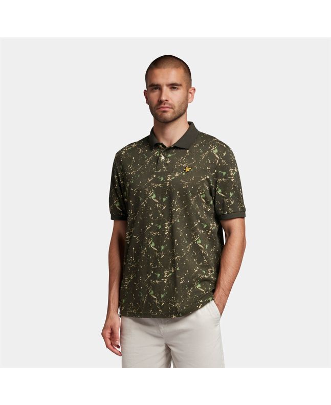 Spezial Madrid Lyle & Scott Splatter Print Polo Shirt Olive