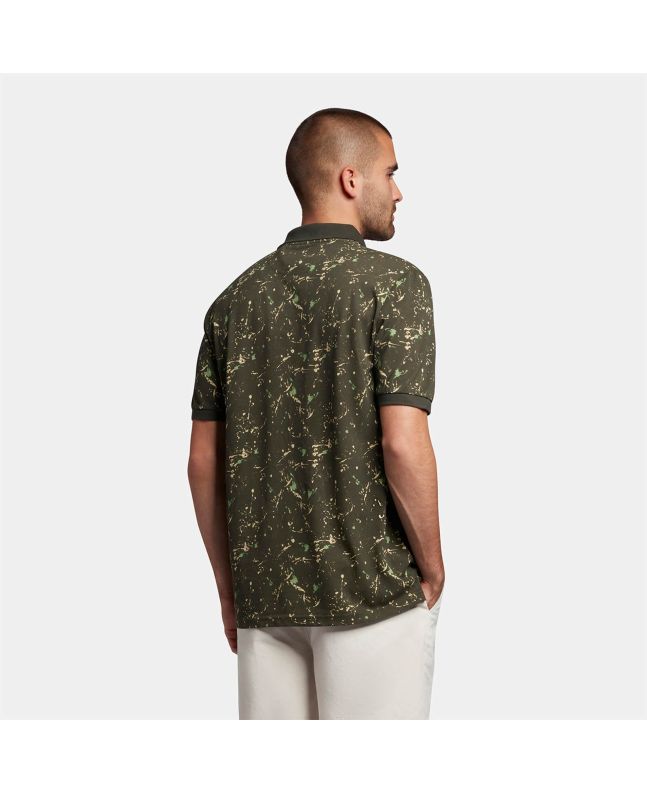 Spezial Madrid Lyle & Scott Splatter Print Polo Shirt Olive