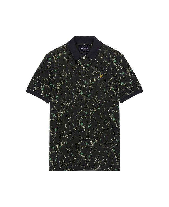 spezial madrid Lyle & Scott Splatter Print Polo Shirt Olive