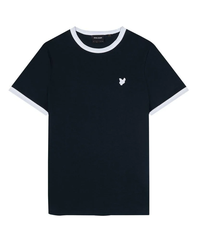 spezial madrid Lyle & Scott Tonal Ringer Tee Dark Navy & White