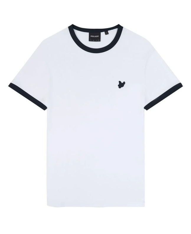 Spezial Madrid Lyle & Scott Tonal Ringer Tee White & Dark Navy