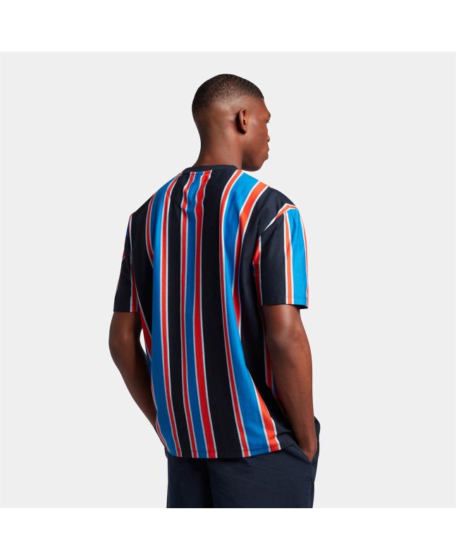 Spezial Madrid Lyle & Scott Vertical Stripe Tee Flyer Red & Spring Blue