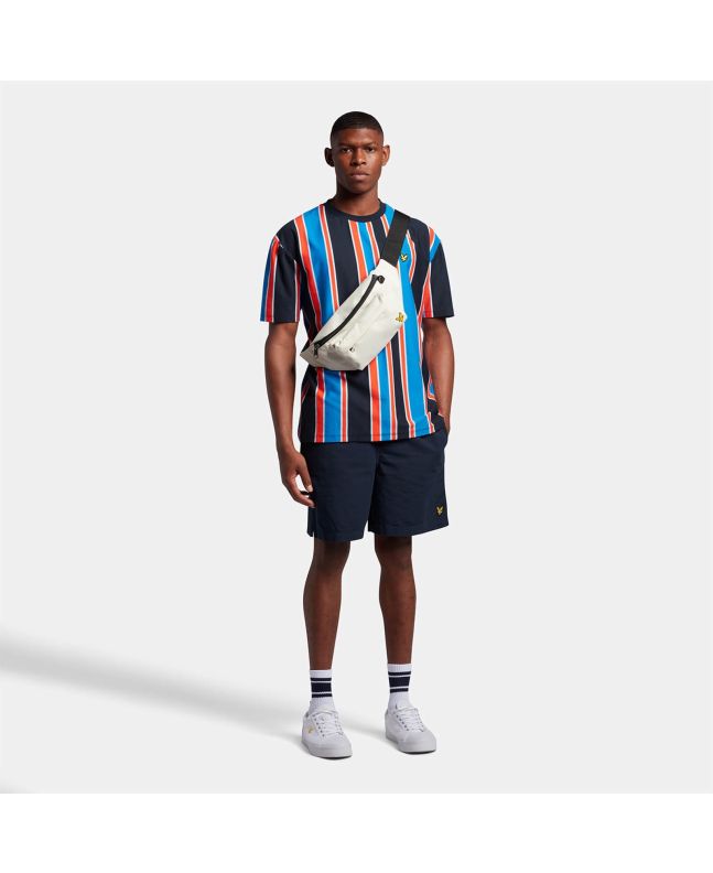 Spezial Madrid Lyle & Scott Vertical Stripe Tee Flyer Red & Spring Blue