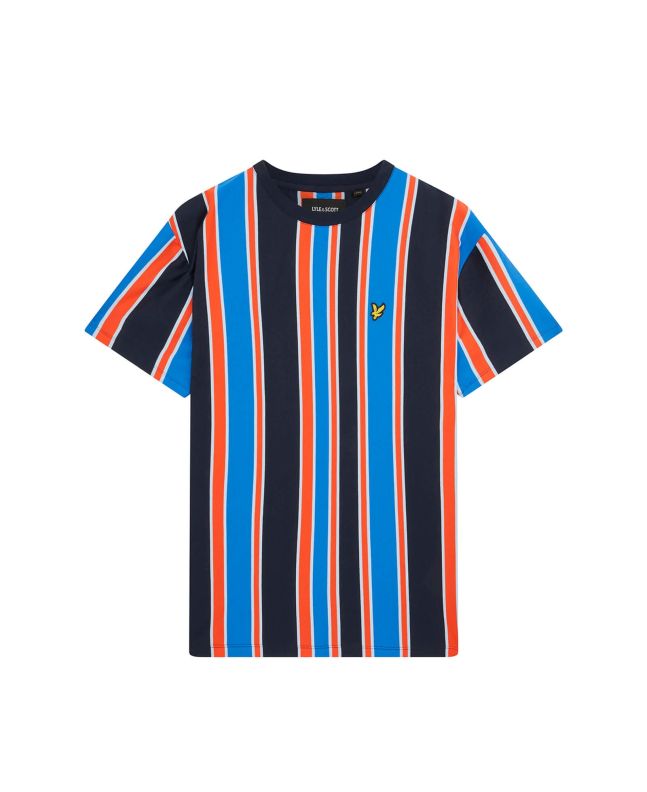 spezial madrid Lyle & Scott Vertical Stripe Tee Flyer Red & Spring Blue
