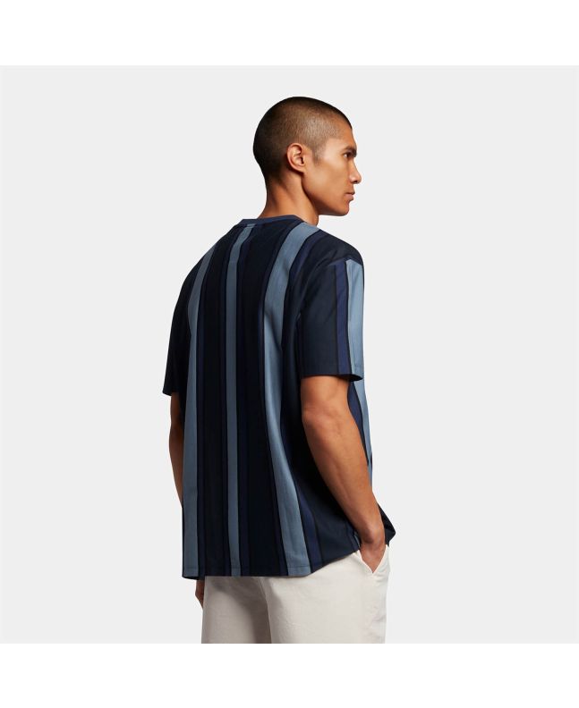 Spezial Madrid Lyle & Scott Vertical Stripe Tee Slate Blue & Navy
