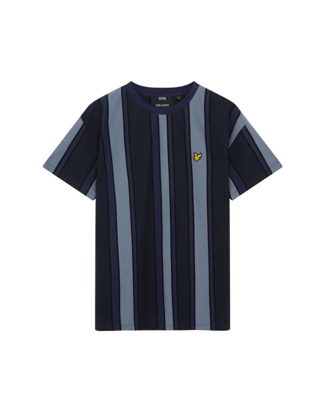 spezial madrid Lyle & Scott Vertical Stripe Tee Slate Blue & Navy