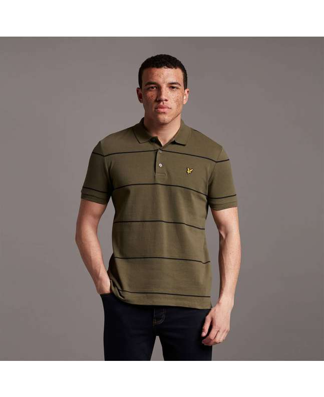 Spezial Madrid Lyle & Scott Wide Stripe Polo Shirt Olive