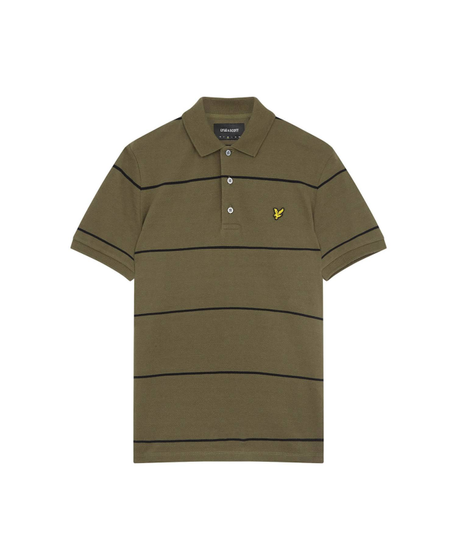 spezial madrid Lyle & Scott Wide Stripe Polo Shirt Olive