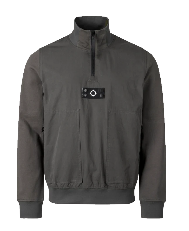 spezial madrid MA.Strum Funnel Mixed Media Sweatshirt Oil Slick