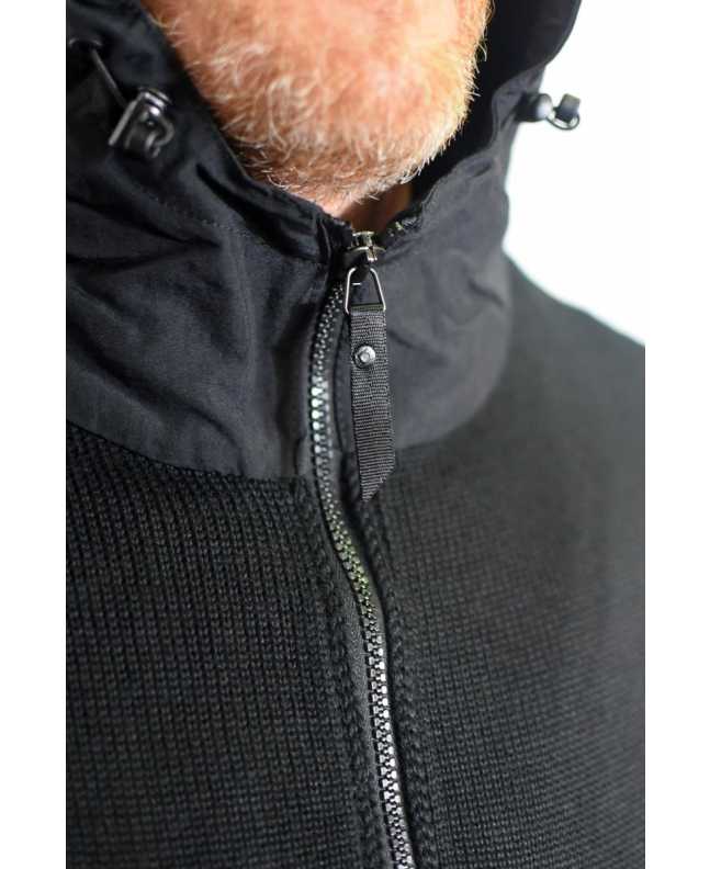 Spezial Madrid MA.Strum Quarter Zip Hooded Knit Jet Black