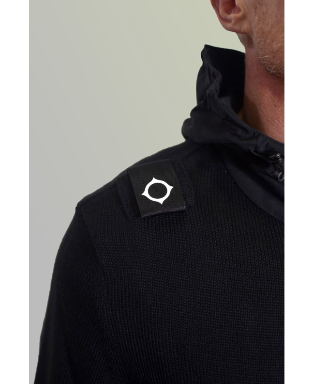 Spezial Madrid MA.Strum Quarter Zip Hooded Knit Jet Black