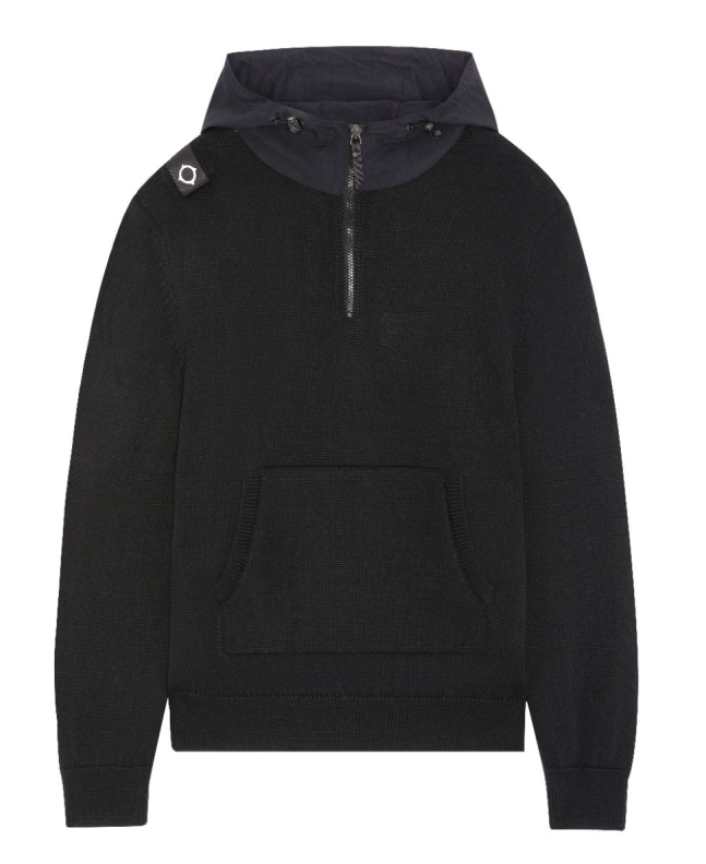 spezial madrid MA.Strum Quarter Zip Hooded Knit Jet Black