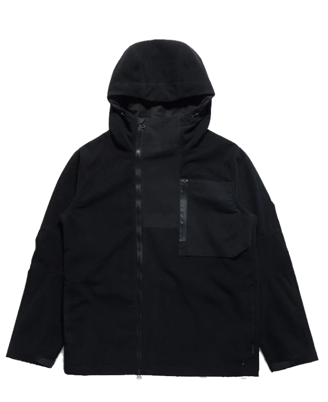 spezial madrid Maharishi Asym Zipped Hooded Fleece Black