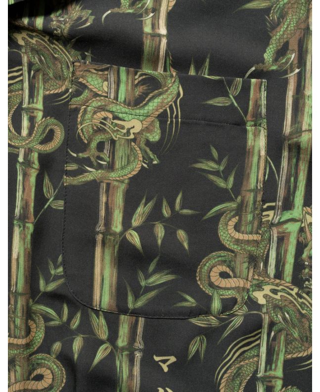 Spezial Madrid Maharishi Dragon Bamboo Camp Collar Shirt Black