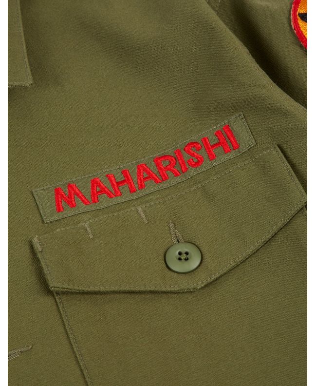 Spezial Madrid Maharishi Panther Embroidered Shirt Cotton Sateen Twill Olive
