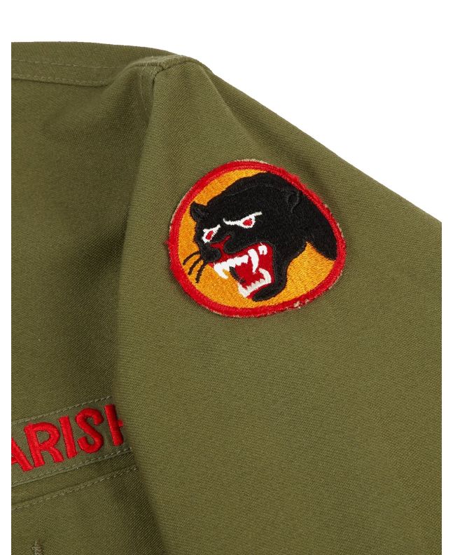 Spezial Madrid Maharishi Panther Embroidered Shirt Cotton Sateen Twill Olive