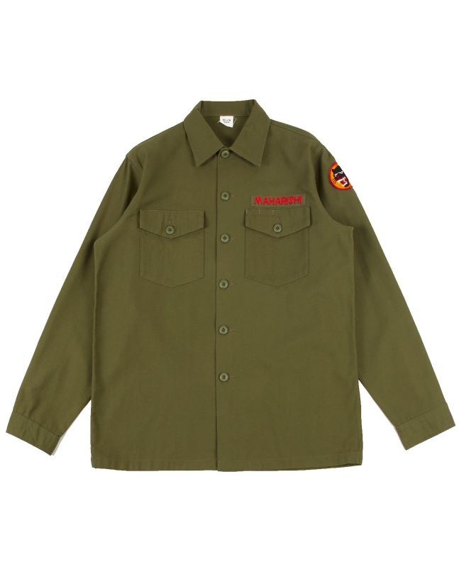 spezial madrid Maharishi Panther Embroidered Shirt Cotton Sateen Twill Olive