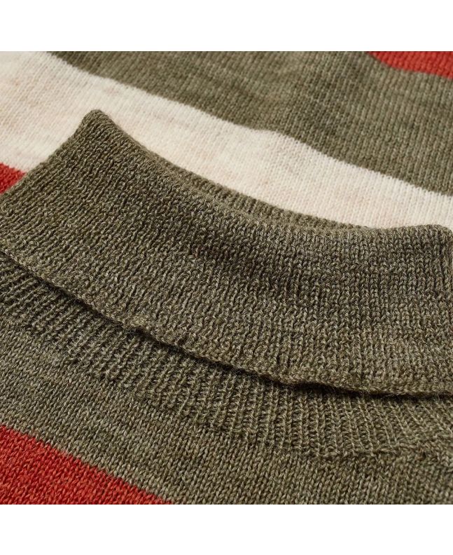 Spezial Madrid Nigel Cabourn Striped Seamless Rollneck Knit Army & Orange