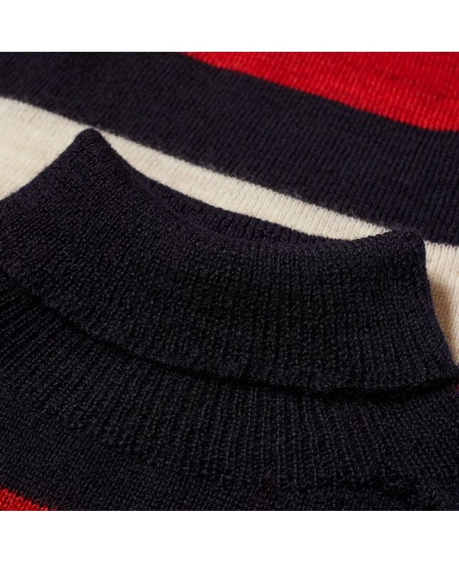 Spezial Madrid Nigel Cabourn Striped Seamless Rollneck Knit Natural & Black Navy