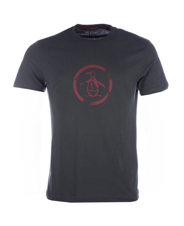 spezial madrid Original Penguin Distressed Circle Logo T-shirt Charcoal