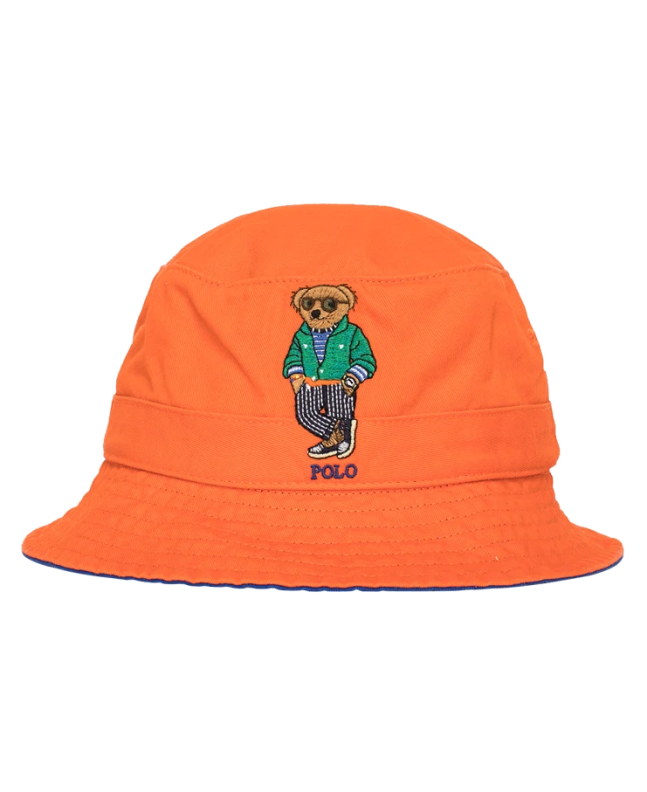 spezial madrid Polo Ralph Lauren Bear Chino Embroidered Bucket Hat Orange
