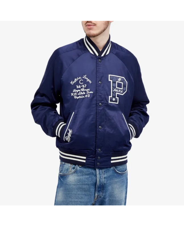 Spezial Madrid Polo Ralph Lauren Lined Varsity Jacket Aviator Navy