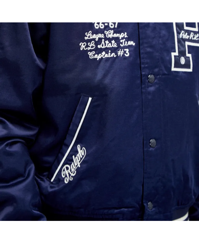 Spezial Madrid Polo Ralph Lauren Lined Varsity Jacket Aviator Navy