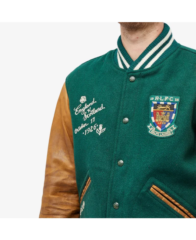 Spezial Madrid Polo Ralph Lauren Lined Varsity Jacket Hunt Club Green