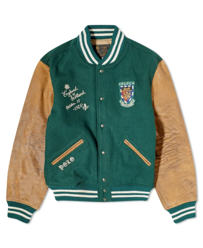 spezial madrid Polo Ralph Lauren Lined Varsity Jacket Hunt Club Green