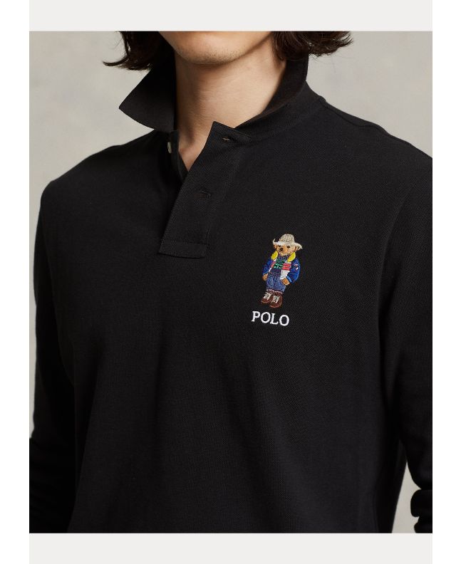 Spezial Madrid Polo Ralph Lauren Vally Bear Long Sleeved Polo Slim Fit Black