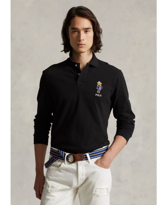 Spezial Madrid Polo Ralph Lauren Vally Bear Long Sleeved Polo Slim Fit Black