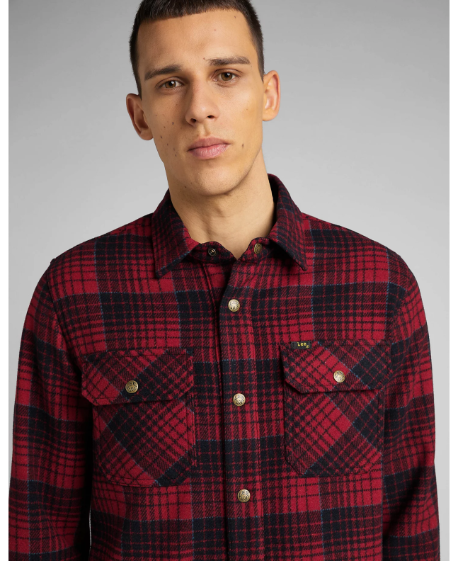 Spezial Madrid Lee 101 Wool Overshirt Salsa Red