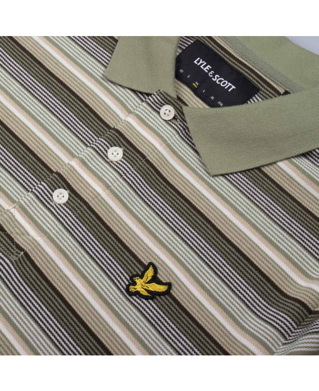 Spezial Madrid Lyle & Scott Stripe Polo Shirt Moss