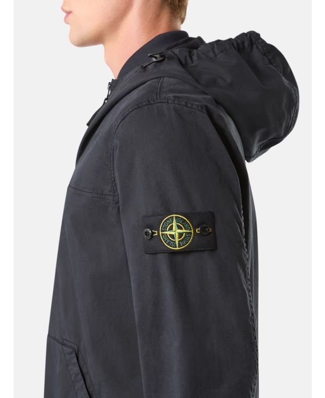 Spezial Madrid Stone Island 10110 Supima® Cotton Twill Stretch-TC Overshirt Navy Blue