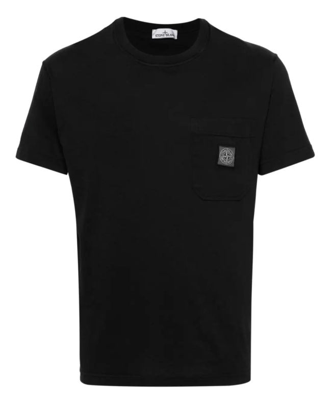spezial madrid Stone Island 21957 'Fissato' Treatment Tee Black