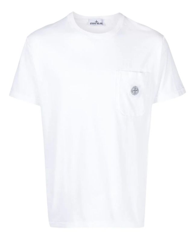 spezial madrid Stone Island 21957 'Fissato' Treatment Tee White