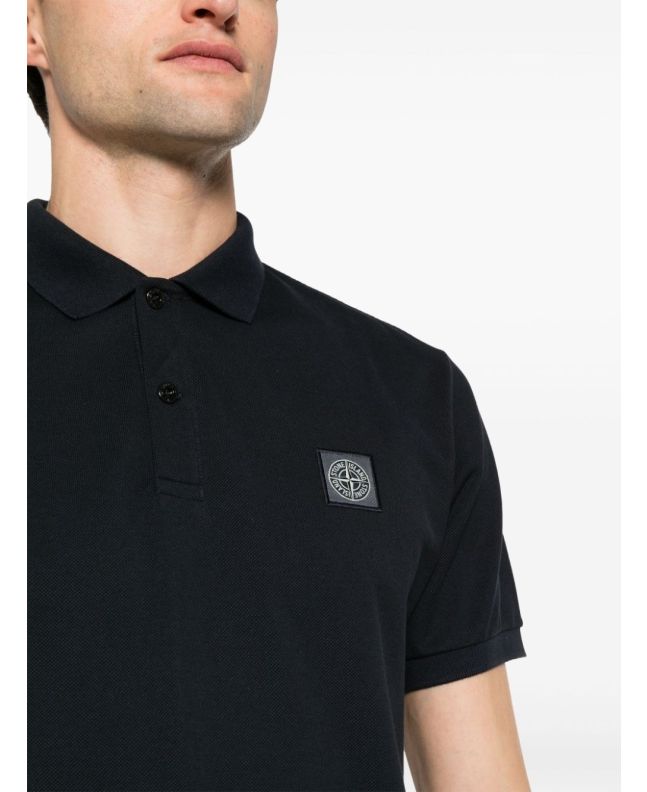 Spezial Madrid Stone Island 22R39 Cotton Pique Polo Shirt Navy Blue