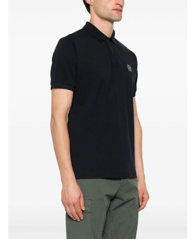 Spezial Madrid Stone Island 22R39 Cotton Pique Polo Shirt Navy Blue
