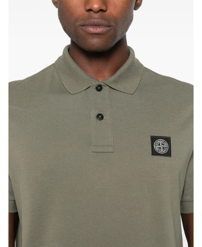 Spezial Madrid Stone Island 2SC17 Stretch Pique Polo Shirt Olive