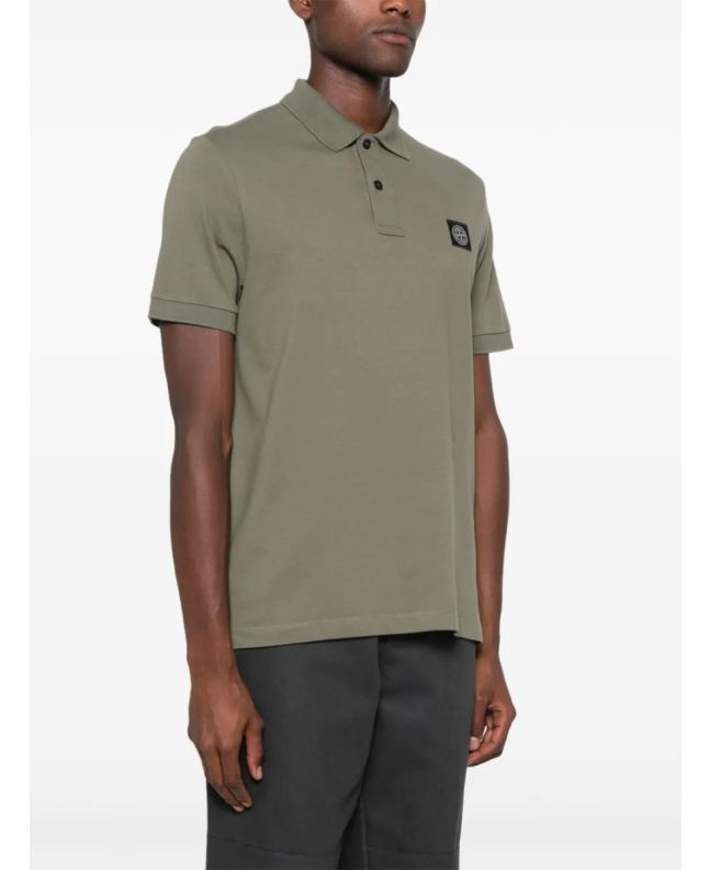 Spezial Madrid Stone Island 2SC17 Stretch Pique Polo Shirt Olive