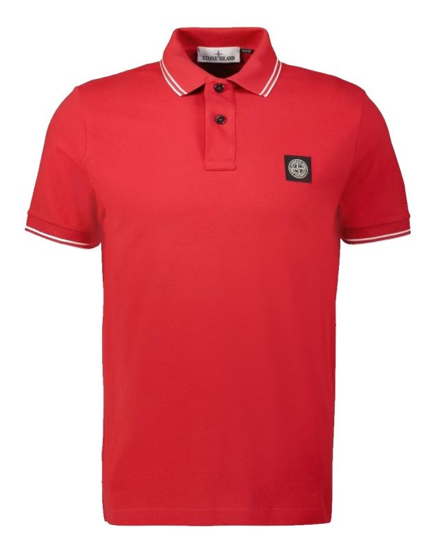 Spezial Madrid Stone Island 2SC18 Patch Program Polo Shirt Red