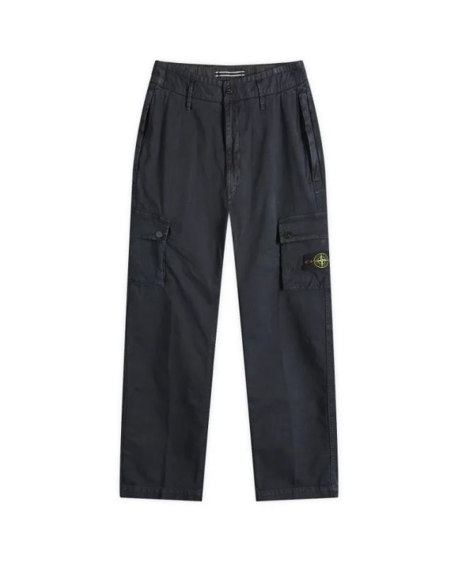spezial madrid Stone Island 303L1 Stretch Broken Twill Organic Cotton "Old Effect" Cargo Pants Navy Blue