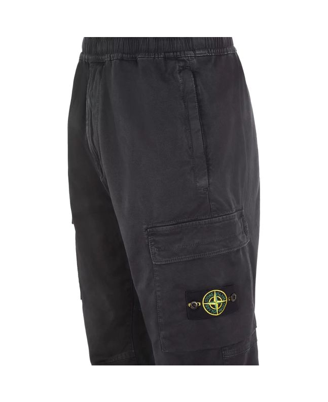 Spezial Madrid Stone Island 313L1 Stretch Broken Twill Organic Cotton "Old Effect" Cargo Pants Black