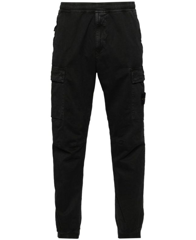 spezial madrid Stone Island 313L1 Stretch Broken Twill Organic Cotton "Old Effect" Cargo Pants Black