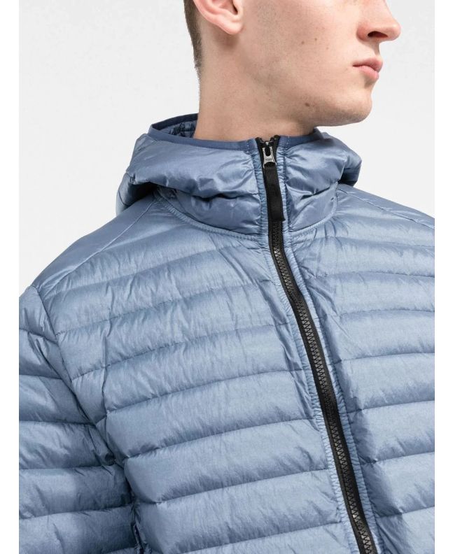 Spezial Madrid Stone Island 40324 Lightweight Hooded Down Jacket Avio Blue