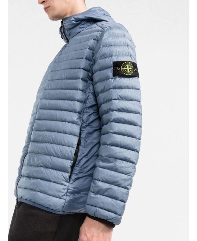 Spezial Madrid Stone Island 40324 Lightweight Hooded Down Jacket Avio Blue